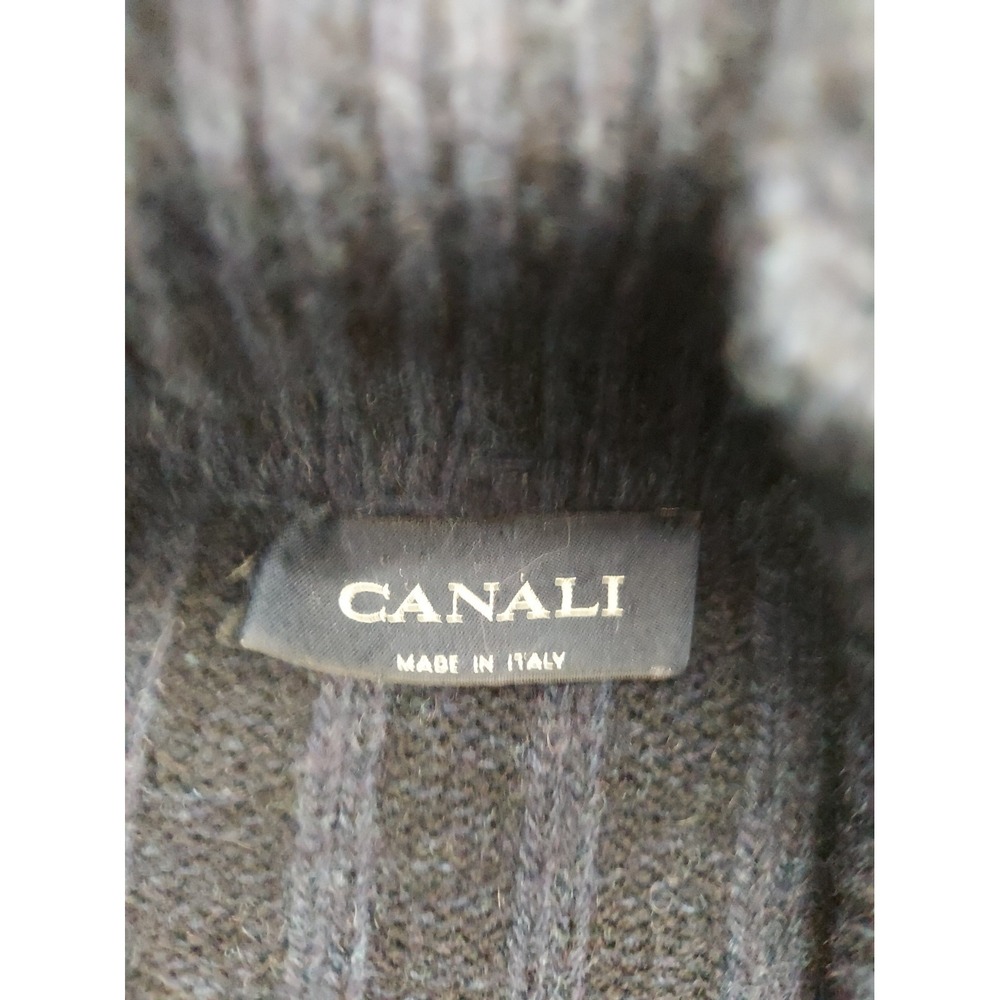 Canali Sweater Mens XL Blue Button Up Cardigan 100% Wool Collared Italy Made - Picture 3 of 10